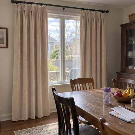Latte Beige Velvet Rod Pocket Curtains