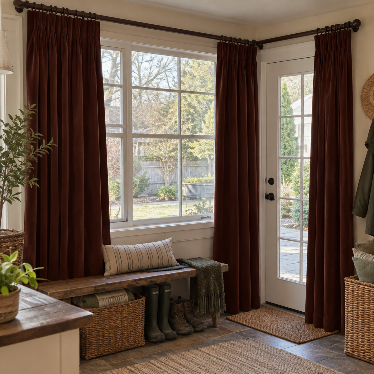 Dark Mahogany Velvet Curtains