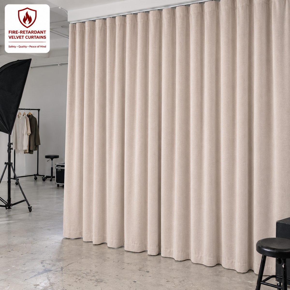 Milk Tea Beige Flame Retardant Velvet Curtains
