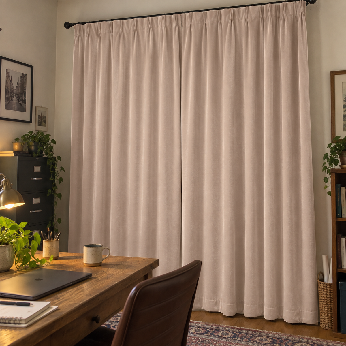 Milk Tea Beige Velvet Curtains