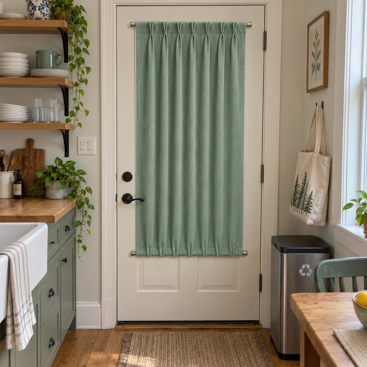 Sage Green Velvet Door Curtain