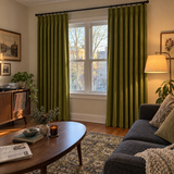 63 Inch Long Avocado Green Velvet Curtains