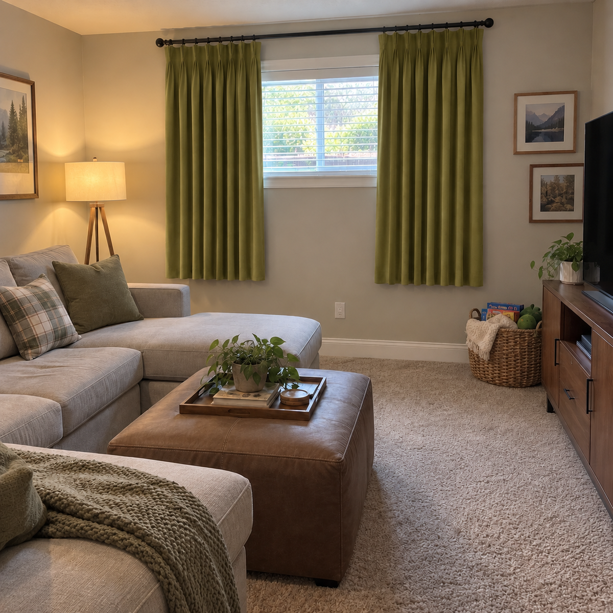 Avocado Green Blackout Velvet Curtains