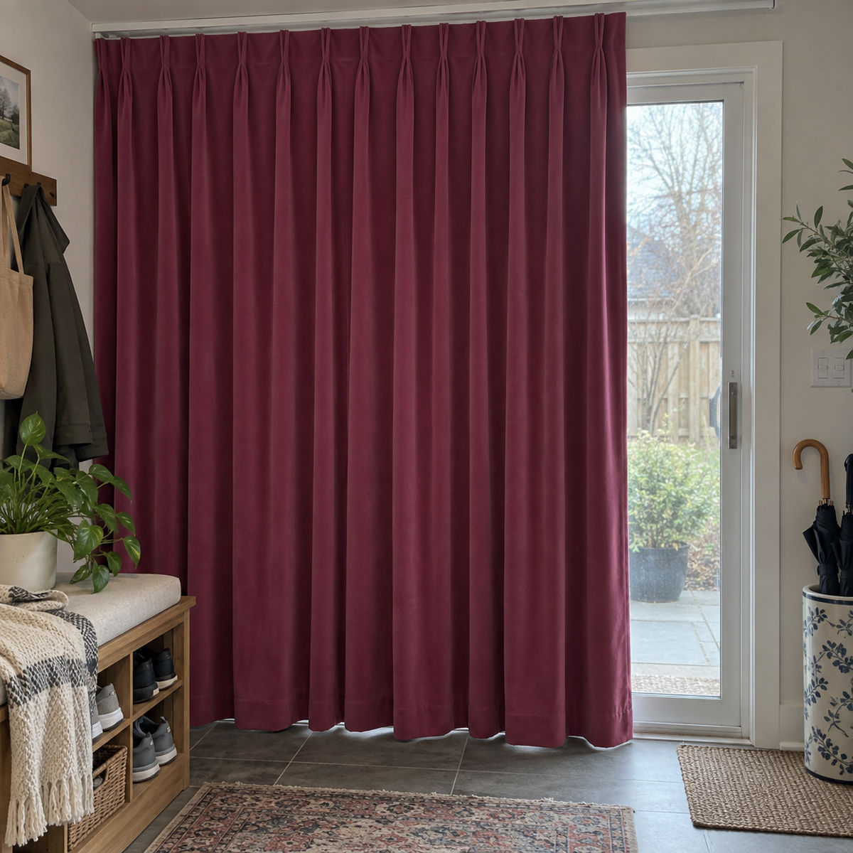 84 Inch Long Mulberry Red Velvet Curtains