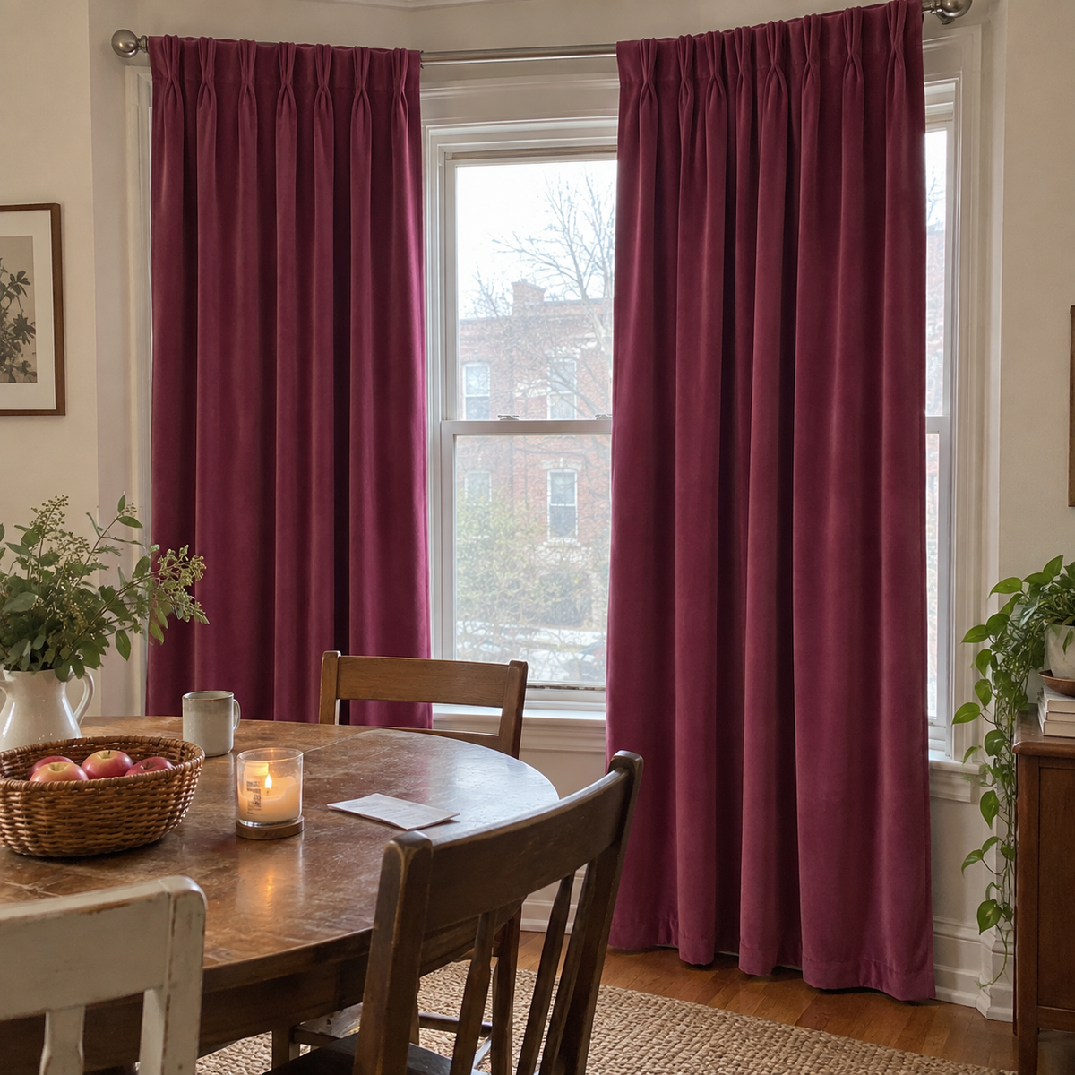 84 Inch Long Mulberry Red Velvet Curtains