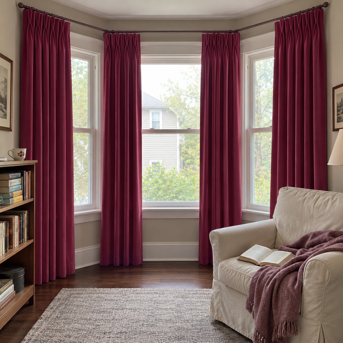 84 Inch Long Mulberry Red Velvet Curtains