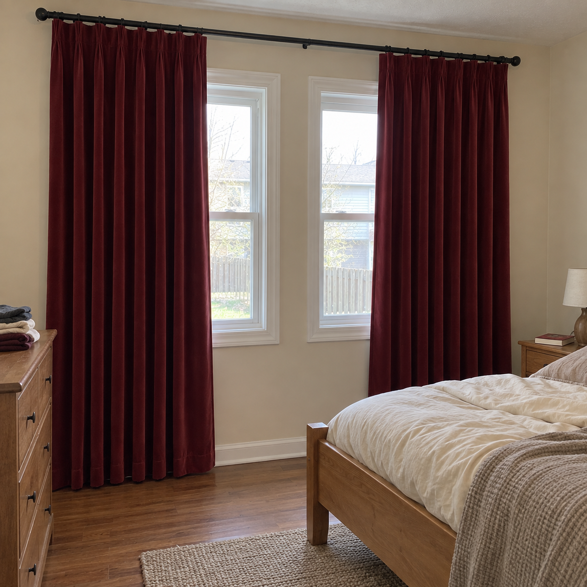 108 Inch Long Bordeaux Red Velvet Curtains