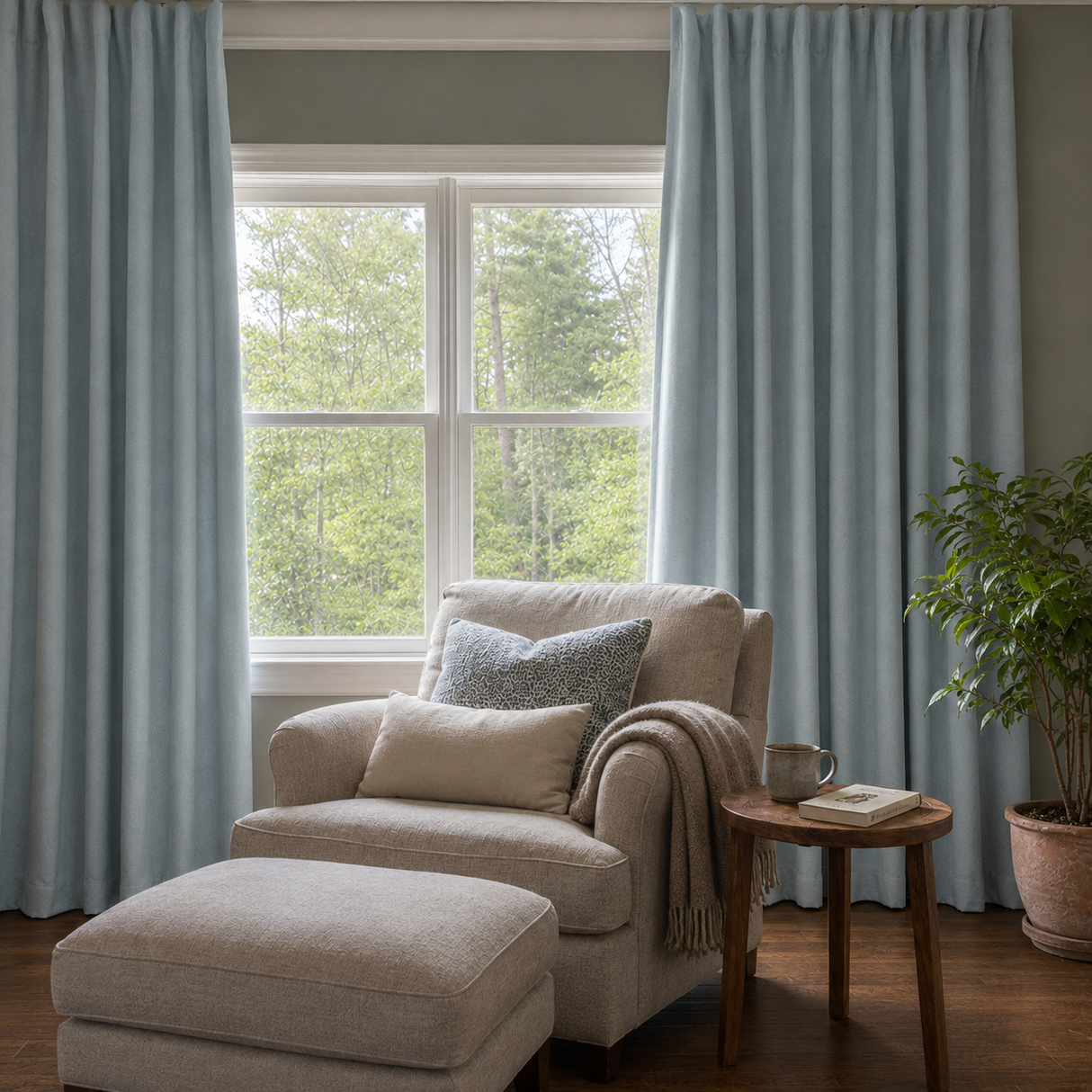 63 Inch Aqua Blue Linen Curtains