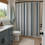 Coastal Blue Striped Shower Curtain