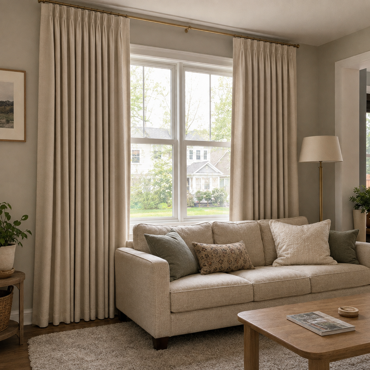 63 Inch Warm Greige Linen Curtains