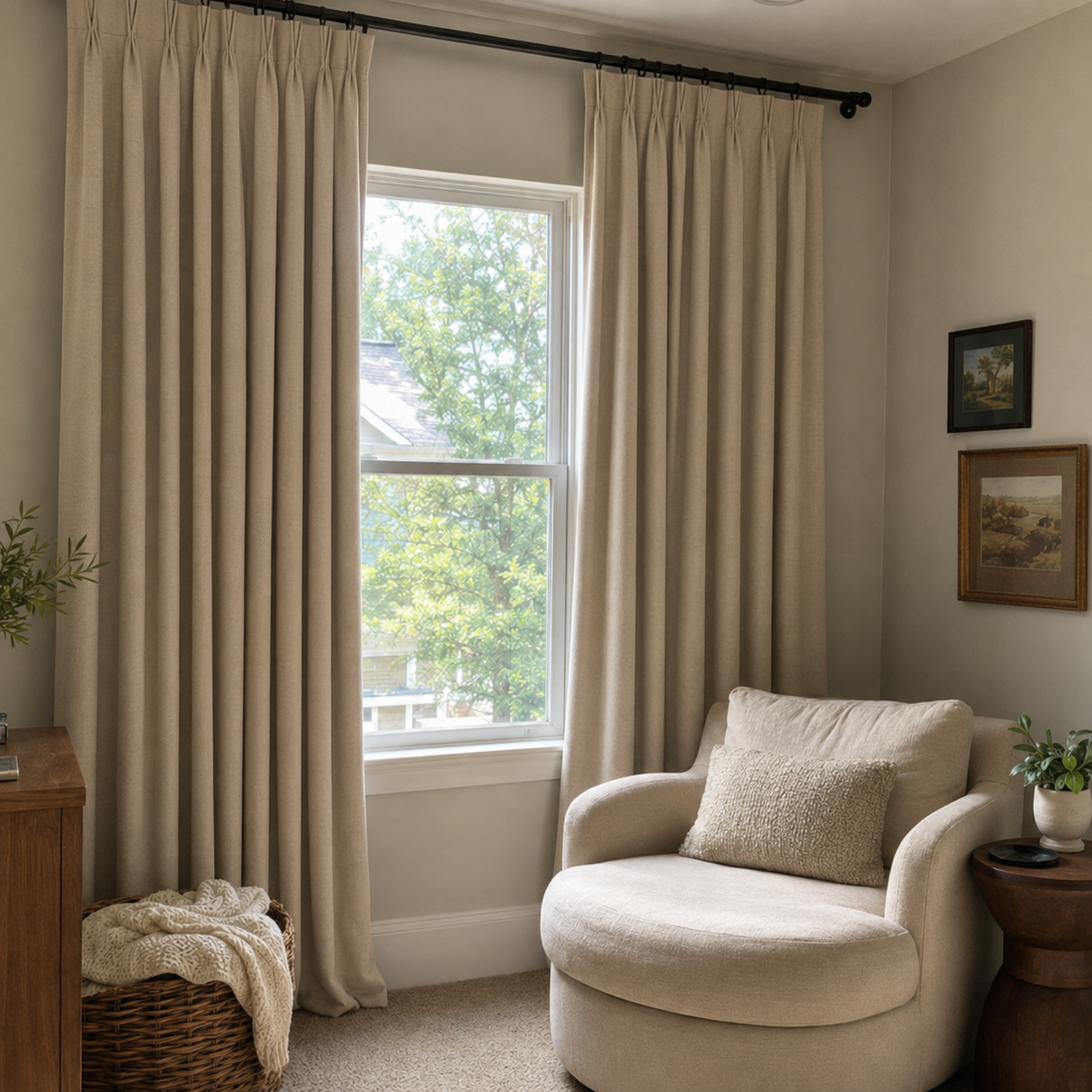63 Inch Warm Greige Linen Curtains