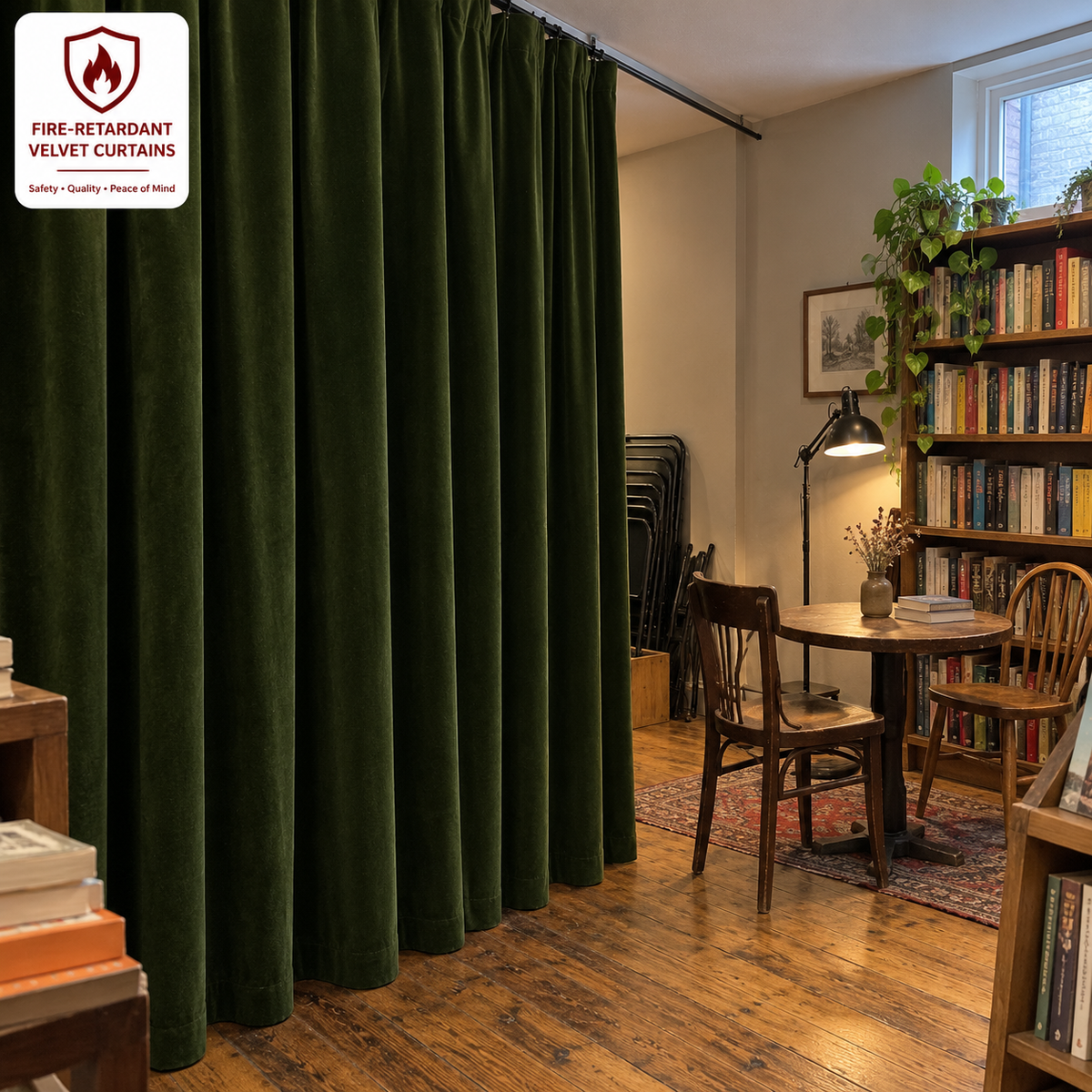 Olive Green Flame Retardant Velvet Curtains