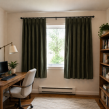 63 Inch Long Vintage Green Linen Curtains