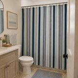 Coastal Blue Striped Shower Curtain