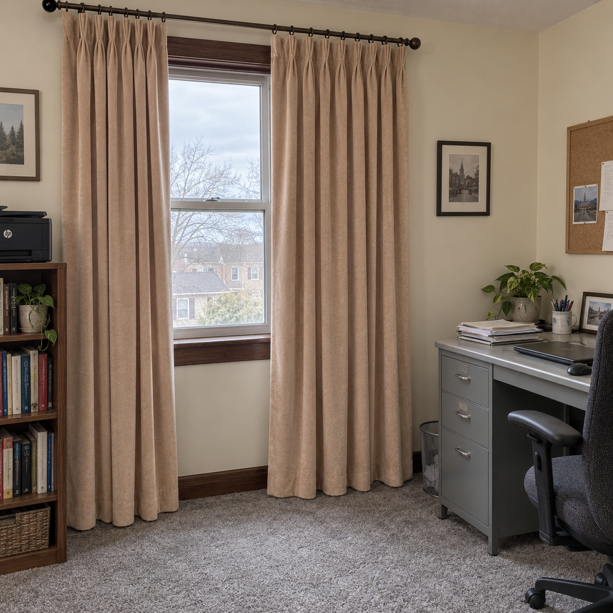 French Beige Velvet Curtains