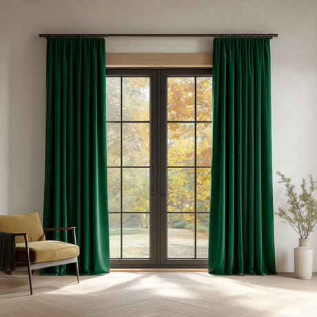 Peacock Green 5018 Velvet Rod Pocket Curtains