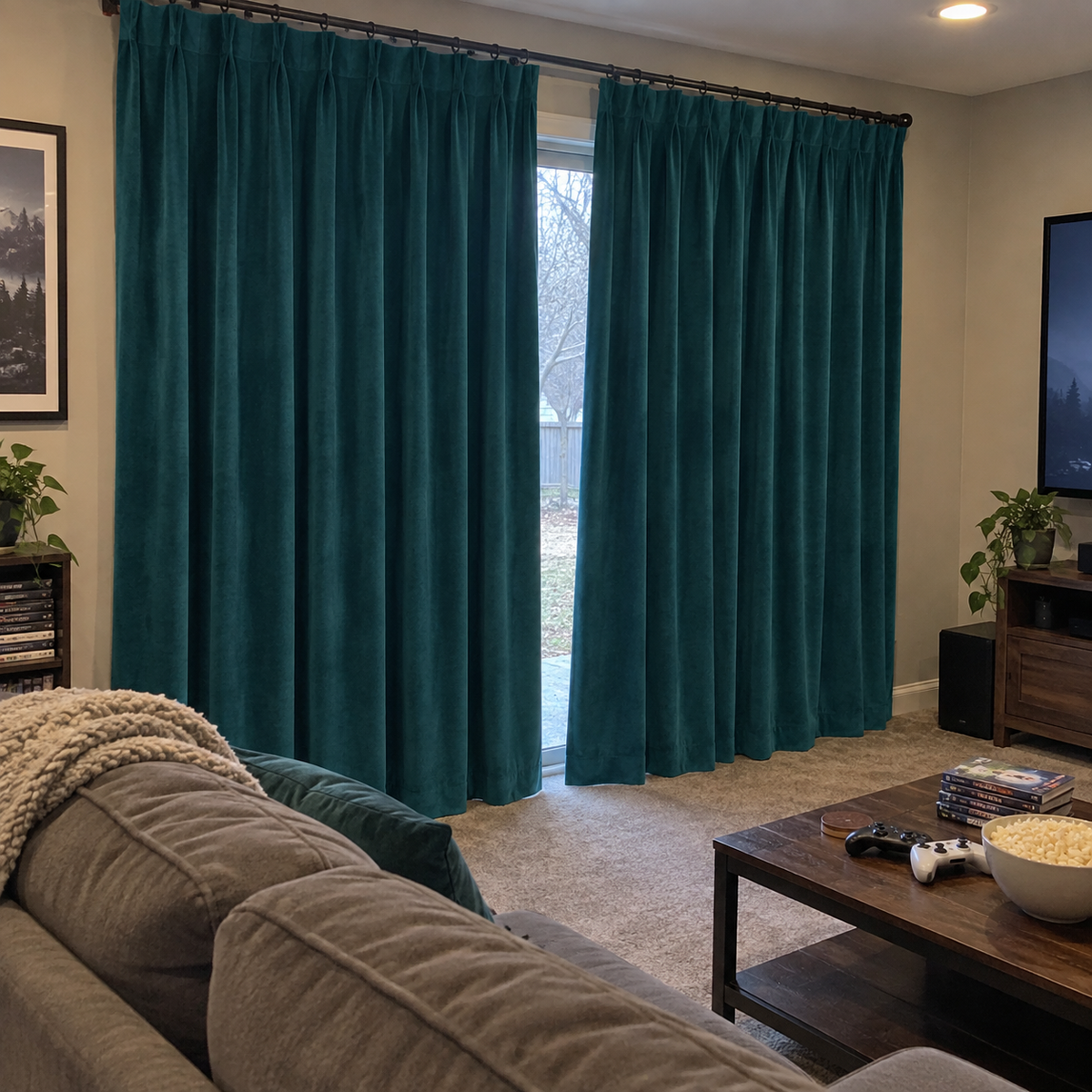 84 Inch Long Teal Velvet Curtains