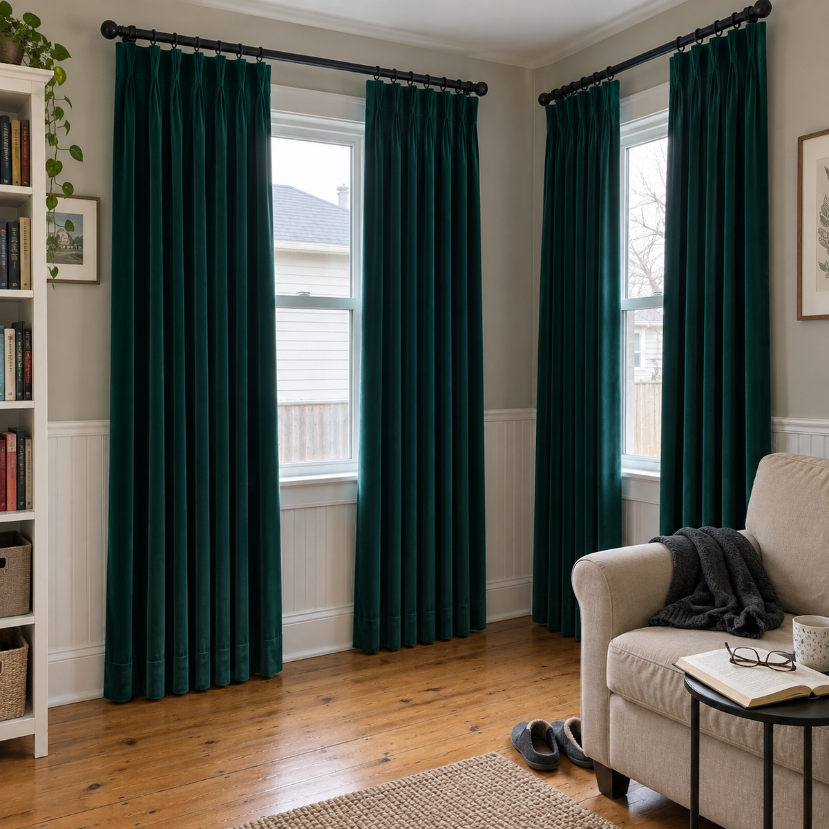 Peacock Green 5018 Velvet Curtains