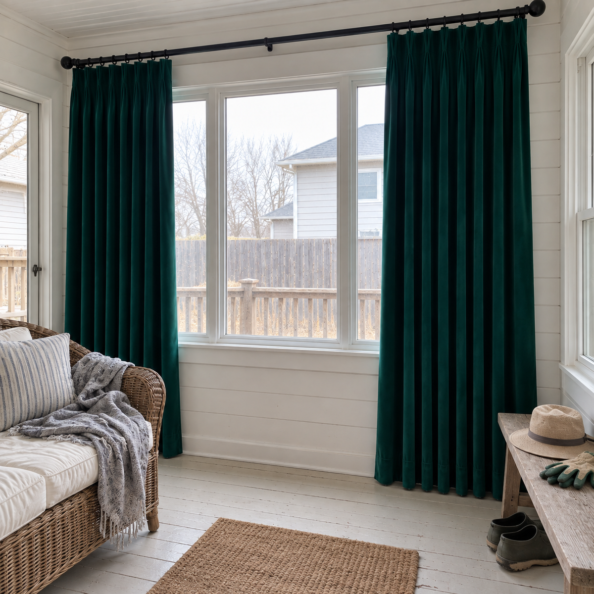 108 Inch Long Peacock Green 5018 Velvet Curtains