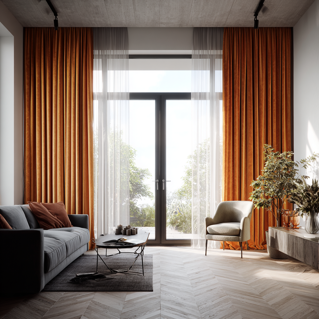 Burnt Sienna Velvet Curtain – Fully Blackout Panel