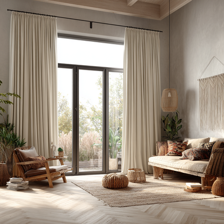 Cream White Velvet Pencil Pleat Curtains
