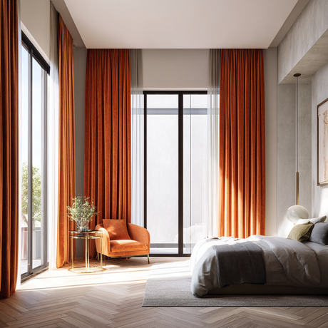 Deep Scarlet Velvet Rod Pocket Curtains