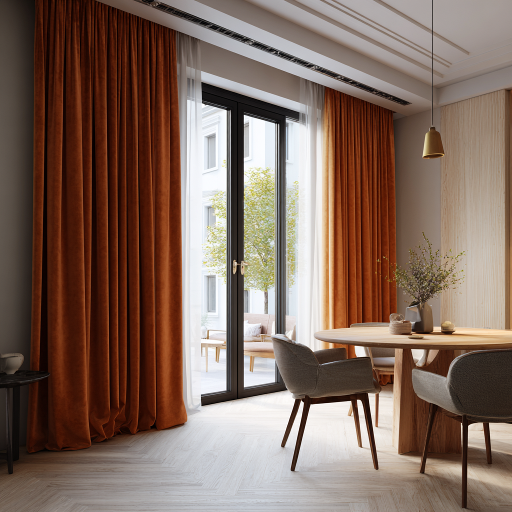 Deep Scarlet Velvet Curtain