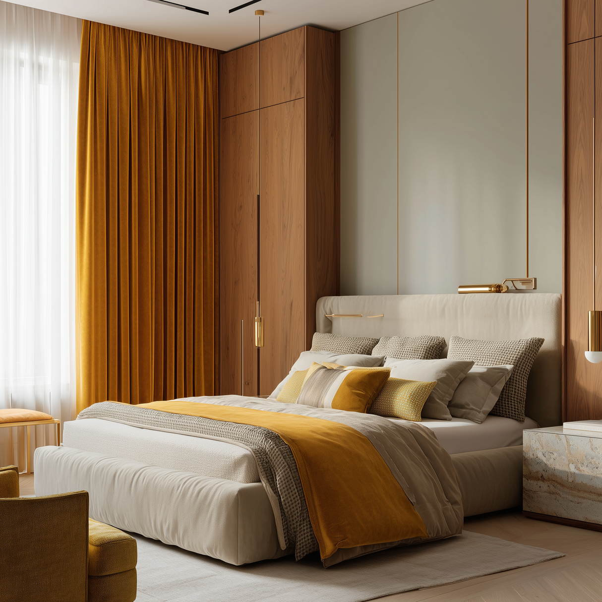 Golden Ochre Velvet Blackout Curtain – Fully Blackout Panel