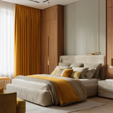 Golden Ochre Velvet Blackout Curtain – Fully Blackout Panel