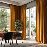 Golden Ochre Velvet Grommet Top Curtains