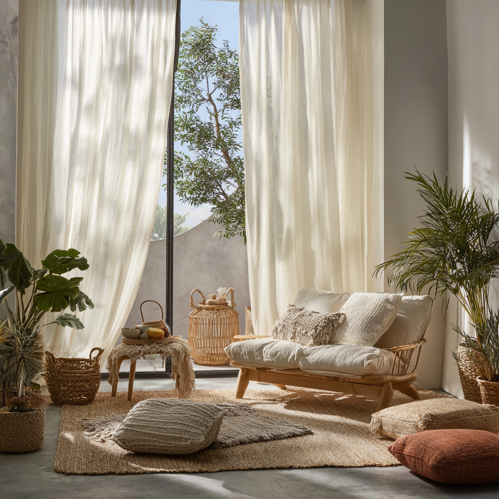 Illusion Beige Sheer Curtain