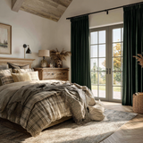 Jade Green Velvet Grommet Top Curtains