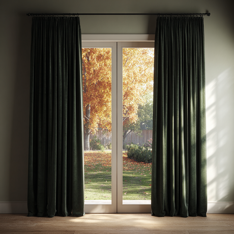 Jade Green Velvet Pinch Pleat Curtains