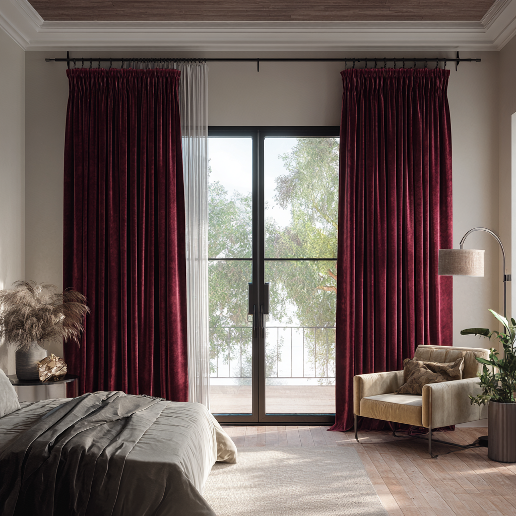 Mulberry Red Flame Retardant Velvet Curtains