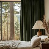 Olive Green Velvet Rod Pocket Curtains