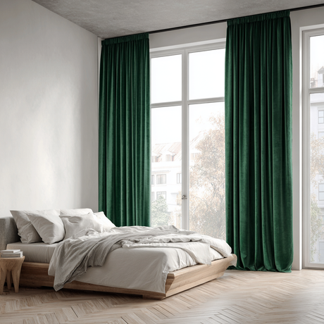 Peacock Green 5018 Velvet Pencil Pleat Curtains