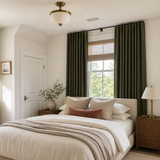 63 Inch Vintage Green Linen Curtains