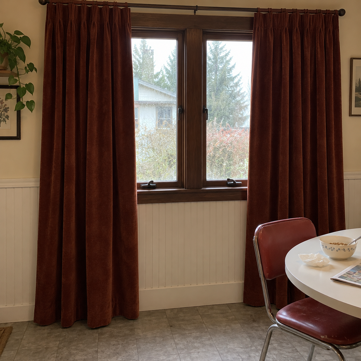 Dark Mahogany Velvet Curtains