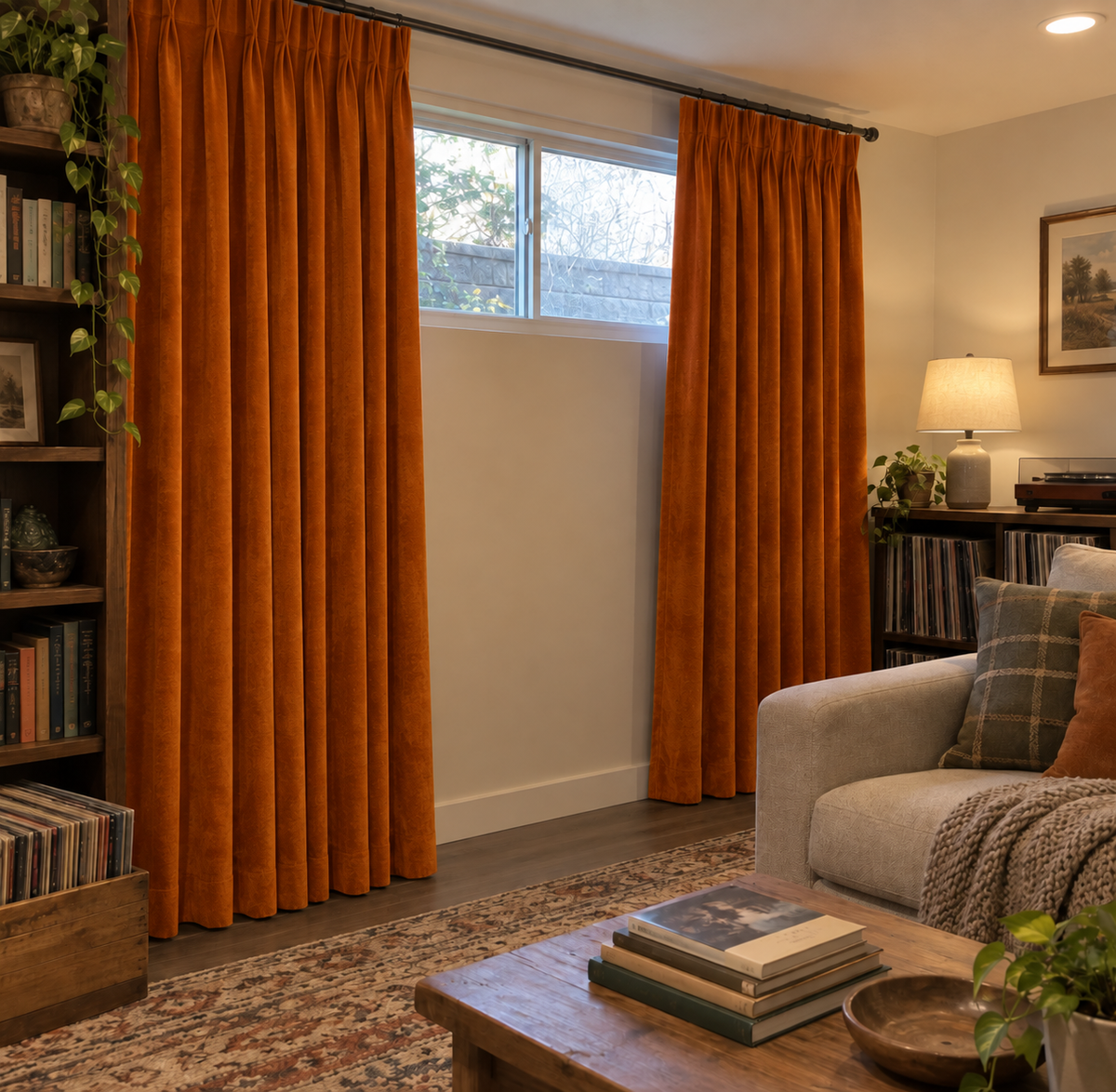 Burnt Sienna Velvet Curtains