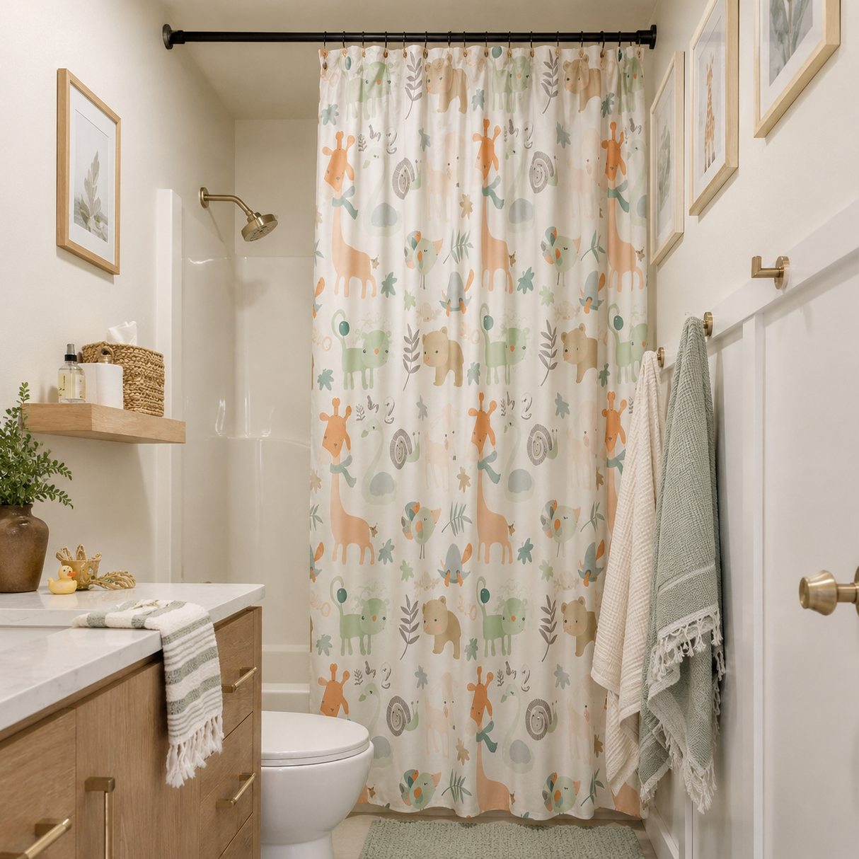 Safari Baby Animals Shower Curtain