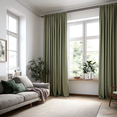 Sage Beige Cotton-Linen Curtain