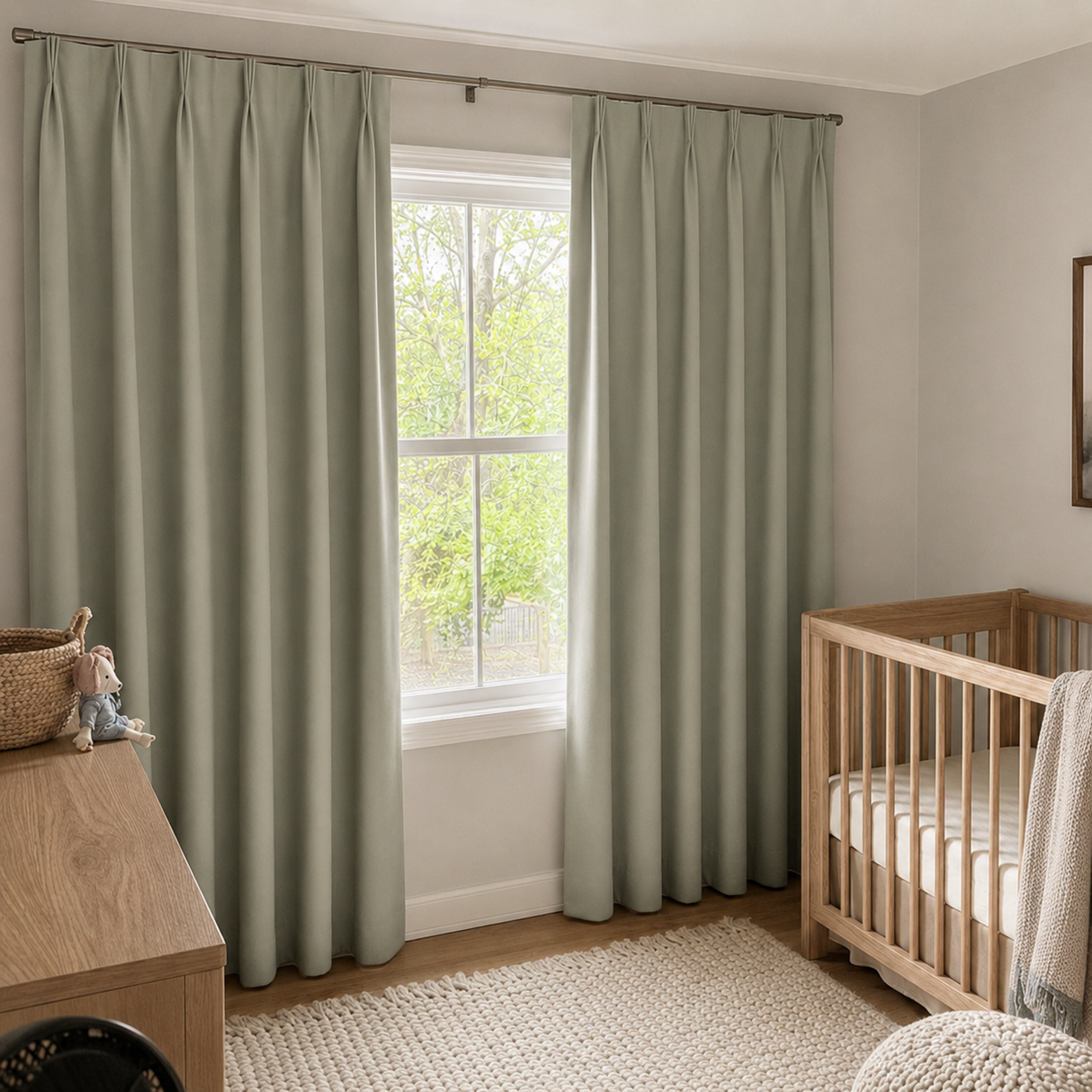 63 Inch Sage Mist Double-Sided Cotton Blend Blackout Curtains