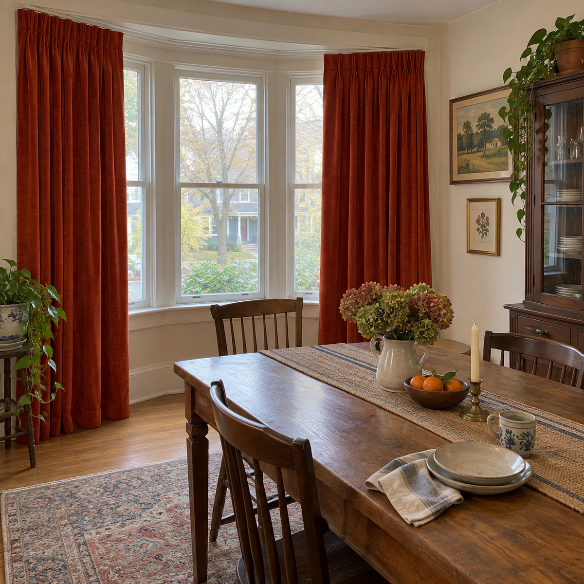 90 Inch Long Deep Scarlet Velvet Curtains
