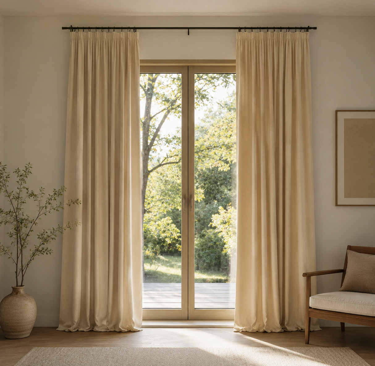 Vanilla Beige Flame Retardant Velvet Curtains