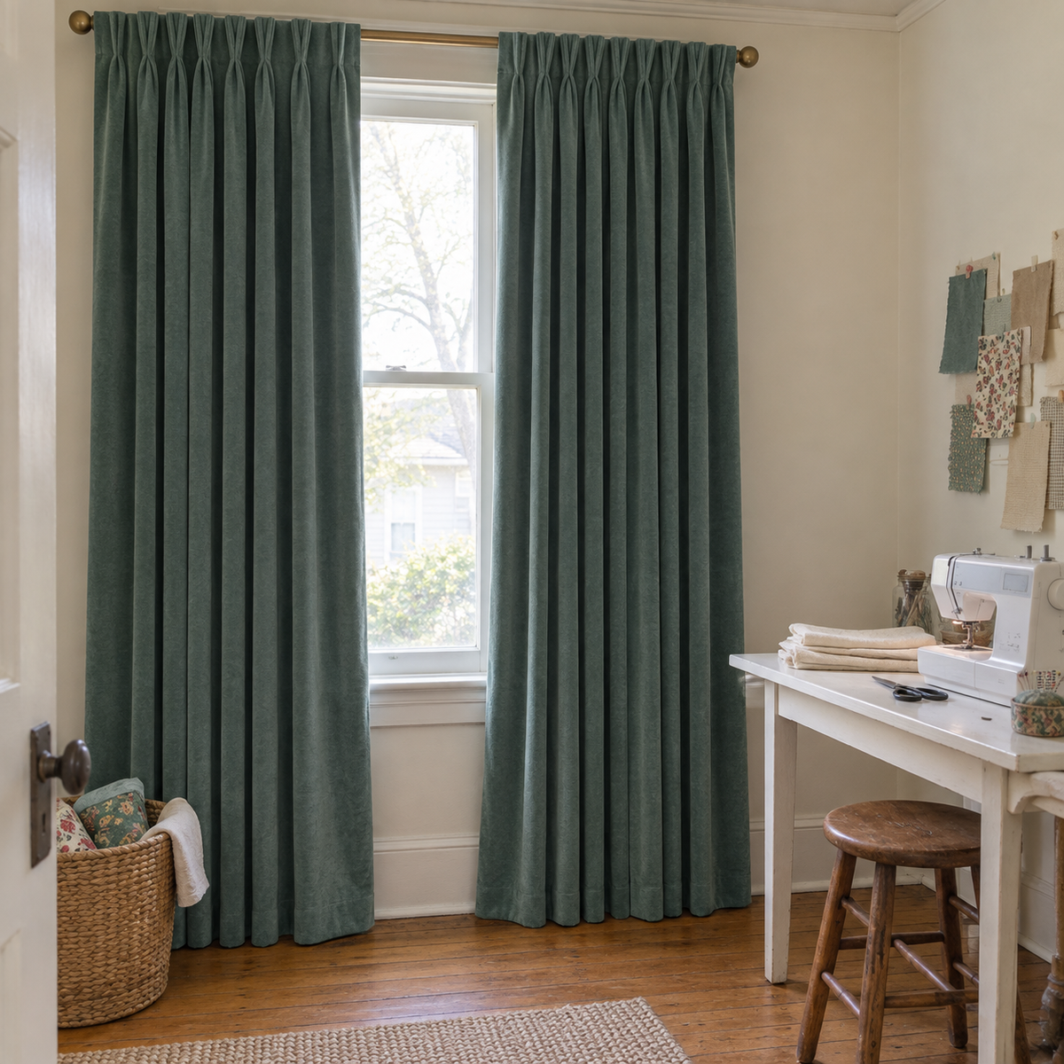 Jade Green Velvet Curtains