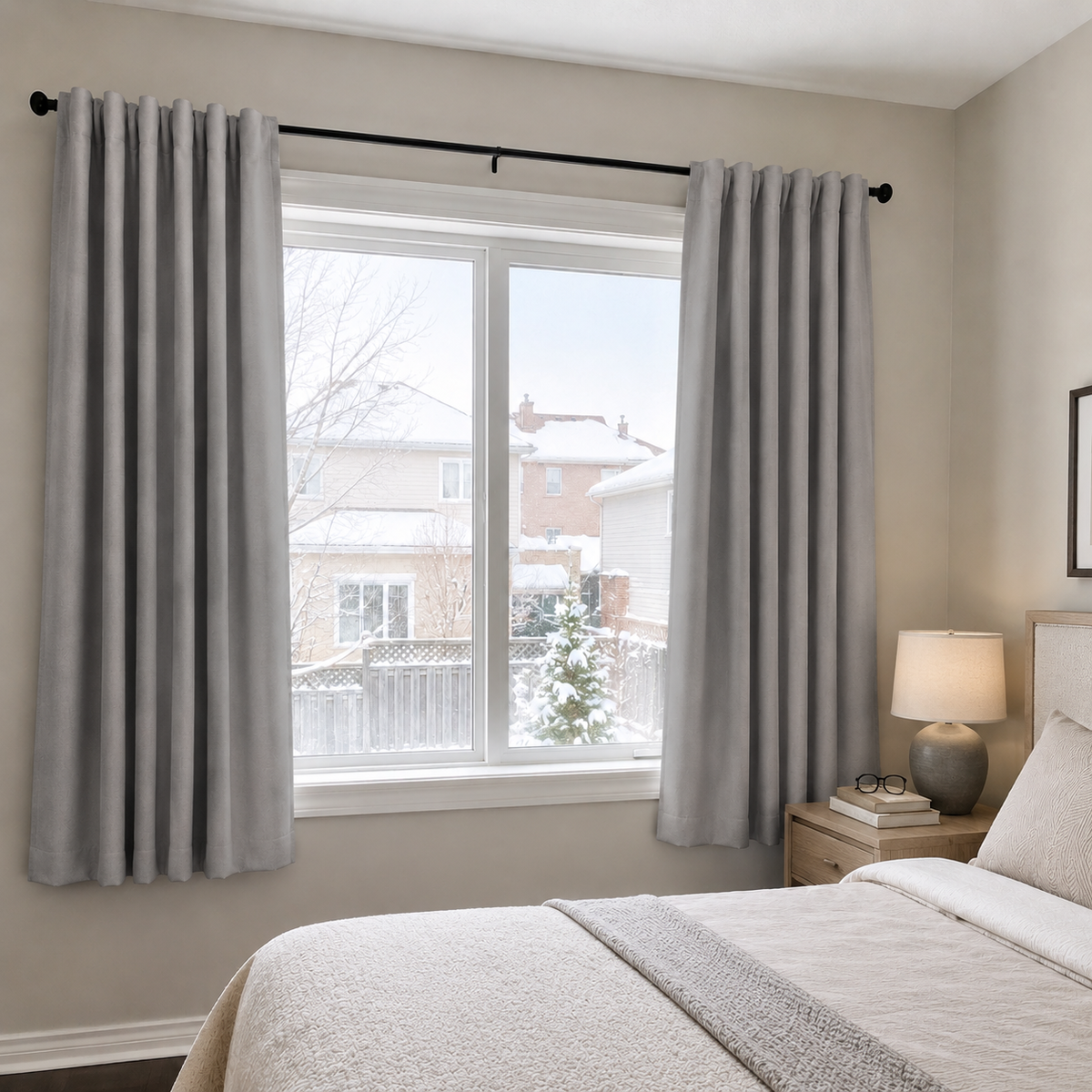 63 Inch Long Mint Gray Linen Curtains