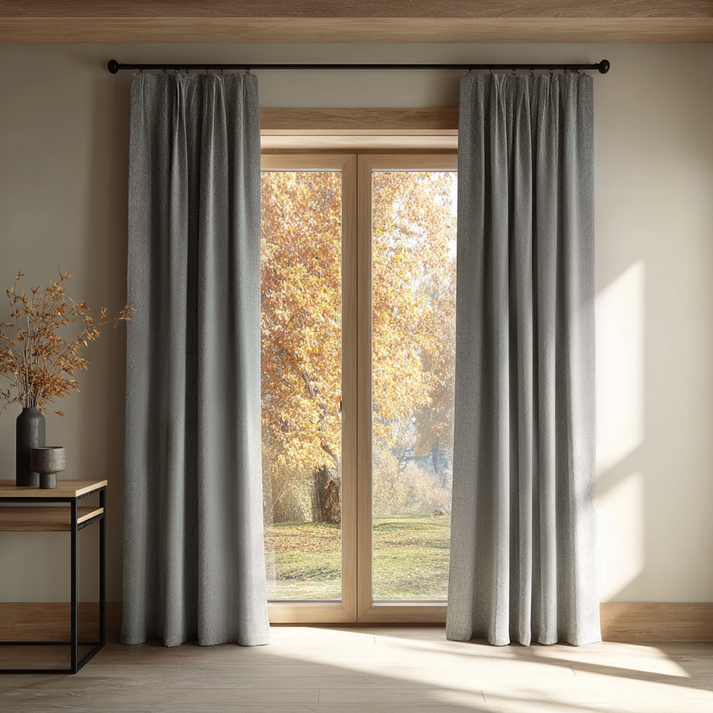Snowfall Grey Cotton-Linen Curtain