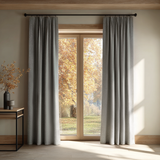 Snowfall Grey Cotton-Linen Curtain
