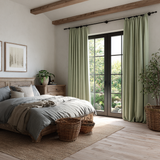 Spring Mist Green Cotton-Linen Curtain