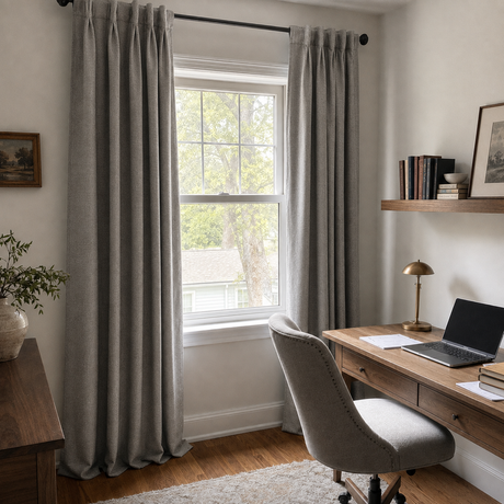 Stone Gray Linen Blackout Rod Pocket Curtains